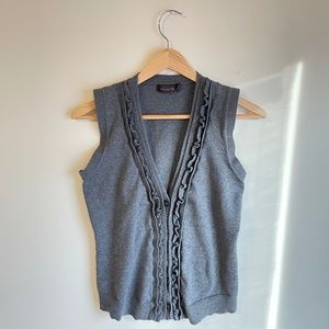 The Limited Womens Grey Button Up V-Neck Sweater Vest, Size M